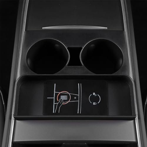 Celdelin Model Y Model 3 Cup Holder with Storage Compartment,2 in 1 Cup Holder for Model 3 Model Y 2021-2023,Tesla Model Y Model 3 Cup Holder Insert Black