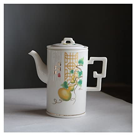 IUokLU Tetera clásica de Porcelana Blanca de 500 ml Tetera de Gran Capacidad con Filtro de Porcelana Blanca Juego de té para el hogar Tetera de una Sola Olla,B-Talla única