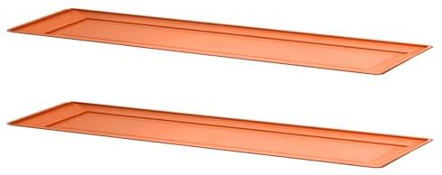 VR7 2x Garden Planter Trays for Long Planters - Durable Plastic Trays for Easy Draining and Plant Health (Terracotta, 90cm)