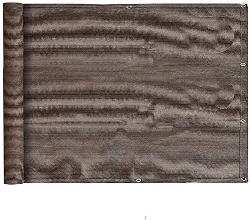 Brise-vue pour balcon extérieur - 0,7 x 6 m - Résistant aux intempéries - Pour le soleil et le vent - Idéal pour les fêtes de jardin et les activités - Brise-vue - Marron - Avec cordon à œillets et