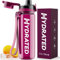 Mevoly Gourde 750ML, Tritan Gourde Sport Motivation sans BPA, Transparente avec Graduée, Anti Fuite, Bouteille 0,75 Litre pour Camping, Randonnée, Yoga, Femme, Homme (Rose Madder)