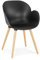 Küchenstuhl Schwarz Matt Modern | Skandinavischer Esszimmerstuhl mit Holzbeinen | Premium Armlehnstuhl für Restaurant Bistro Konferenz | Ergonomische Monocoque Sitzschale | 59,5x59cm | LINARO