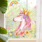 WandSticker4U®- Fensterbilder EINHORN selbstklebend rosa (50x40 cm) I Fenstersticker Kinder Mädchen Einhorn Prinzessin Blumen Sternen I Fensteraufkleber Fensterdeko Kinderzimmer Frühling Sommer