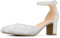 PIZZ ANNU Womens Court Shoes Block Heel Closed Toe Elegant Wedding Pumps for Bride Ankle Strap Ladies Mary Jane Sandals Silver Glitter Size 6