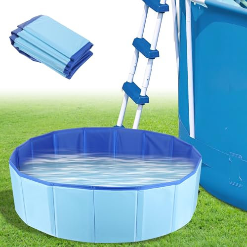 Tragbare Pool-Fußbadewanne, extra groß, 60 cm, aufblasbar, zusammenklappbar, Fußbadewanne, Fußbad für Pooleingang, Fußbad für oberirdisches Schwimmbad, Pool-saubere Füße, Zubehör (blau)