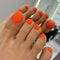 KQueenest Orange Toe Nails False Short Square, Glossy Gel Fake Toe Nails, Pure Color Press on Toes Nail, Acrylic Toe Press on Nail for Women Summer Beach Daily Wear in 24 Pcs