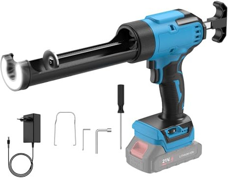 Pulvérisateur de kit batterie, compatible avec les batteries Makita 18 V, pistolet à cartouche électrique, avec 6 vitesses réglables, lumière LED, pistolet en silicone pour sceller, mastic, sans