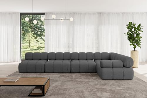 ALTDECOR Modulares Sofa Ecksofa in L-Form Corner modular Sofa Eckcouch Couch Wohnlandschaft Cauchsofa Polstersofa Mende-L3-380x190x70 cm Grau
