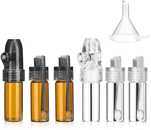 6 Stück Gewürzpulver Dosierer, Schnupftabakdose Gewürzpulver Werkzeug Set mit Löffel und Trichter, Kleine Aufbewahrungsflasche für Salz Pfeffer Gewürze, Integrierte Dosierer Pulver für Camping Reisen