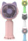 ZENZERO® - VENTILATORE PORTATILE USB Ricaricabile con Orecchie da Gatto con Base Supporto per Telefono - Mini Ventilatore Design Carino - Ideale per Viaggi, Ufficio, Auto – 4 Colori (Celeste)