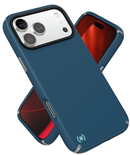 Speck PRESIDIO2 PRO für iPhone 17 Pro Max Hülle, MagSafe-kompatibel, schlanke Schutzhülle, DEEP SEA/Silver Metallic/Spell Blue