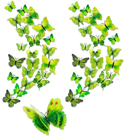 24 Stück Schmetterling Deko,3d Sticker Wandtattoo Schmetterlinge,Klebebilder für die Wand,Wandsticker Wandaufkleber Butterfly Dekoration Abnehmbare Heimdeko Kinderzimmer Schlafzimmer Kühlschrank