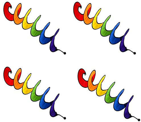 Lonrtesw 4X Spiral Wind Spinner for Yard Garden Camping, Colorful Hanging Spiral Spinner Decoration for Outdoor Camping(Rainbow)