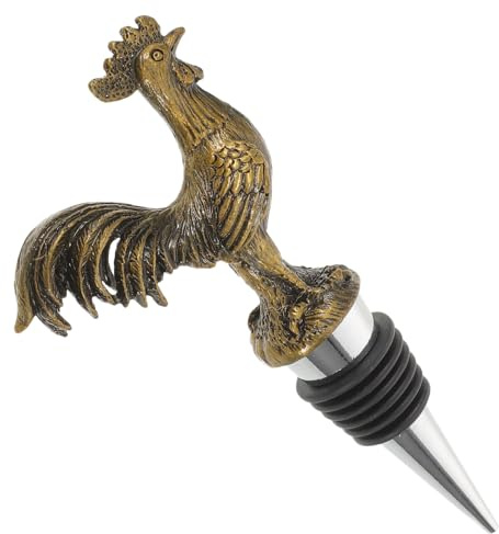 GLEAVI Tierischer Weinstopper Hahn 1 Stück aus Zinklegierung mit Silikon | Goldfarben, Vintage Design, für Festivals und Bar, zum Sicheren Verschließen von Flaschen
