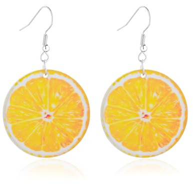 Früchte Ohrringe Frucht,Orange Obst Ohrringes,Obst Ohrstecker Lustige Nette | 3d Orange Earrings, Ohrringe Oranges Tropfen Baumeln Frauen