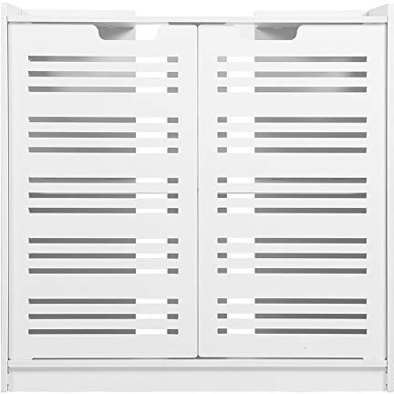 RIZGHWOY Gabinete de Baño, Gabinete de Almacenamiento de Fregadero de Doble Puerta con Material de Tablero de Plástico y Madera, para Muebles de Baño e Inodoro