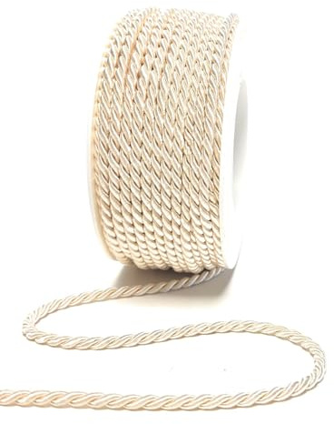 s.dekoda Kordel 25m x 4mm Drehkordel Dekoband Kordelband gedrehte Kordelschnur - Creme