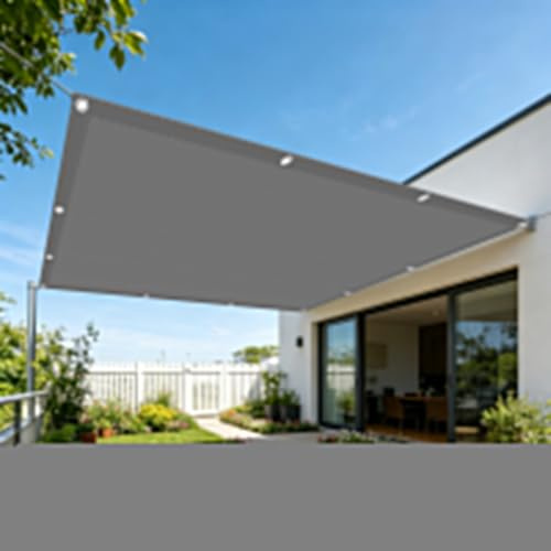 Tenda a Vela 150 x 200 cm Impermeabile Rettangolare Tenda da Sole con Occhielli e Corda per Auto, Piscina, Patio, Balcone, Piante, Pollaio, Allevamento Bestiame, Grigio Chiaro
