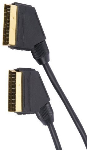World of Data 1m SCART Cable | Full Copper Wire | 21 Pin | Gold Plated | Audio Video AV Lead | Male to Male | Black