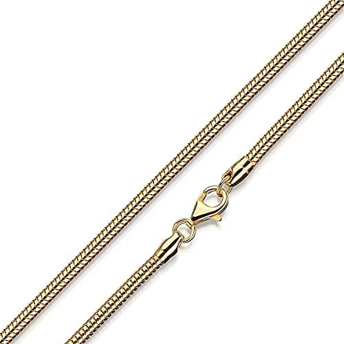 MATERIA 925 Silber Schlangenkette Gold - Damen Halskette Collier vergoldet 3mm in 40-80 cm + Box #K54, Länge Halskette:50 cm