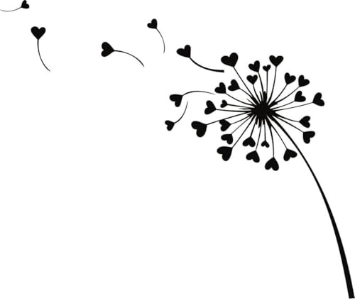 CLICKANDPRINT Aufkleber » Pusteblume Herzen, 30x25,3cm, Schwarz • Dekoaufkleber/Autoaufkleber/Sticker/Decal/Vinyl