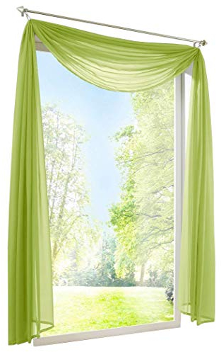 BAILEY JO 1er-Pack Querbehang Transparent Voile Freihanddeko Gardinen Schals (HxB 145x600cm, Grün)