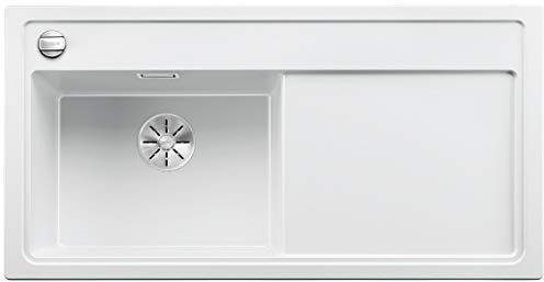 BLANCO ZENAR XL 6 S-F | Granitspüle aus SILGRANIT weiß | Hauptbecken links | [98,8x49,8x20,2 cm] | für 60 cm breite Unterschränke | Hauptbecken links | Reinigungsfreundlich | Einbauart: Flächenbündig
