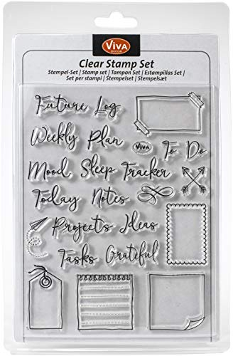 VIVA DECOR - 3PL 400320800 Transparentes Stempelset TRCK, Notes, Tracker & Co