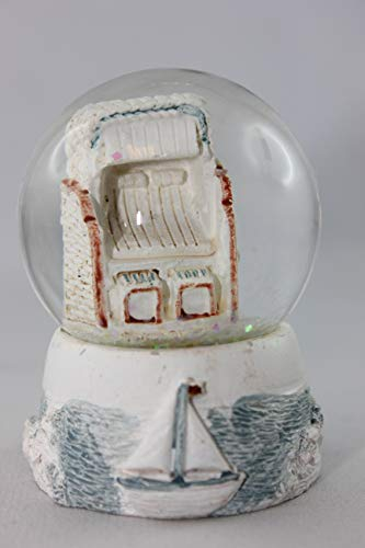 Out of the blue, Roxan - 27354 - Schüttelkugel, Polyresin, Glitterkugel, Maritim, Strandkorb, 6cm x 4,5cm