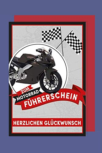 Motorrad Führerschein Karte Grußkarte Glückwunsch Zielflagge 16x11cm