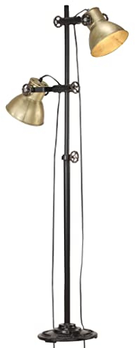 vidaXL Stehlampe 2-flammig Stehleuchte Standleuchte Stand Lampe Leselampe Leuchte Wohnzimmer Schlafzimmer Beleuchtung Messing E27 Gusseisen