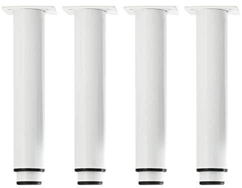 Lot de 4 Pieds de Meuble de Cuisine en MéTal,Pattes de Table Réglables,Pieds D'Armoire Rond en Acier Carbone,Jambes pour Placard,Fauteuil,Canapé,Table Basse,Meuble Tv,Lit,Vis Incluses(white13-24cm)