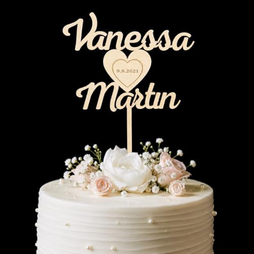 Cake Topper mit Namen Personalisierte Cake Topper Hochzeit Holz Hochzeitstorte mit Namen Datum Topper Jubiläum Dekoration Party Dekoration Wedding Custom