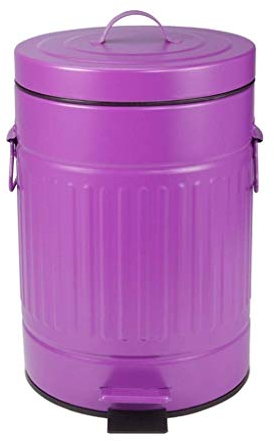 QYRKYP 7 Liter Mülleimer, Retro-Stil Haushalt Wohnzimmer Treteimer Orange/Lila Kreative Badezimmer Recycling Mülleimer Leicht Zu Reinigen Indoor/Outdoor Mülleimer,Lila,7L