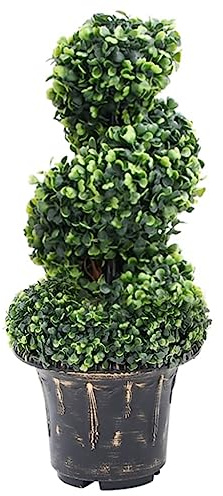 vidaXL Künstlicher Buchsbaum mit Topf Spiralform Kunstpflanze Kunstbaum Zimmerpflanze Dekopflanze Grünpflanze Künstliche Pflanze Deko Grün 59cm