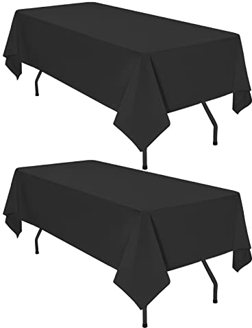 2er-Pack Schwarze rechteckige Polyester-Tischdecken, 153×320cm für 8-Fuß-Rechtecktische, Polyester-Tischdecke, knitterfrei, waschbare Tischdecke für Hochzeitsempfang, Bankettparty