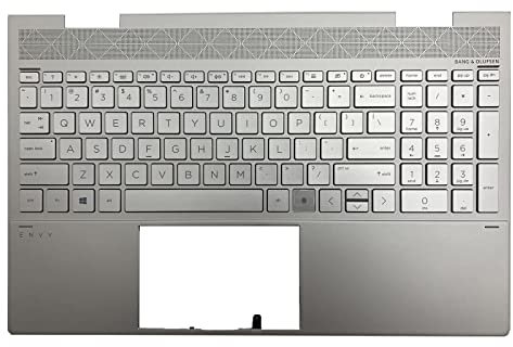 LTPRPTS Replacement Laptop Upper Case Palmrest Backlit Keyboard Assembly Part for HP Envy REFURB X360 15T-ED100 15-ed 15M-ED 15T-ED L93226-001 Sliver（UMA ）