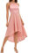 Bbonlinedress Robe de Cocktail Soirée Femme Asymétrique pour Fête Mariage Invité Bal de Promo Baptême Patineuse Guinguette Blush XS