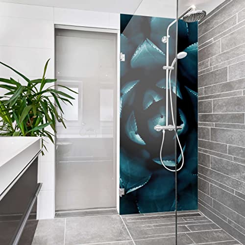 Bilderwelten Duschrückwand Folie 200x100 cm Sukkulente Petrol II Bad-Rückwand Motiv fugenlose Wandverkleidung Dusche