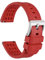 WOCCI 20mm Rallye Uhrenarmband, FKM Gummi Armband, Schnellverschluss, Silberne Gebürstete Schnalle (Rot)