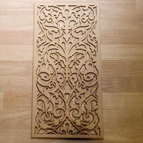 French Damask Panel Screen Radiator Cabinet wall Decorative Screening-grille- Perforated MDF panel (600x300mm) 0062 (3mm thick MDF Primed White)