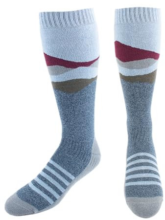 Hot Chillys Men's Fiesta Print Pattern Over-The-Calf Mid Volume Cushion Wintersports Socks Preferences, Mountain Range, X-Large