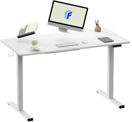 FLEXISPOT Elektrisch Höhenverstellbarer Schreibtisch E1 120 x 60 cm - Schnelle Montage, Memory-Handsteuerung - Sitz-Stehpult für Büro & Home-Office (weiß, weiß Gestell)