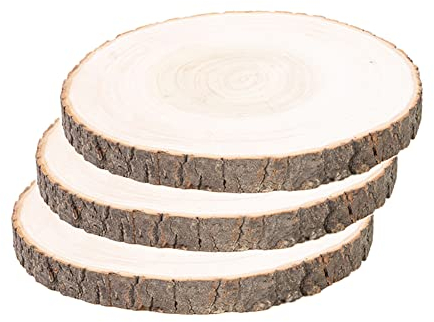 Rondin de Bois Deco 3 Pcs 18-20 CM - Tranches de Bois Naturel Convient pour Decoration Noel Bois, Marque Place Mariage.