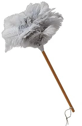 Piumino per spolverino con manico lungo per rimuovere la polvere, spolverino decorativo, spolverino per spolverino, fessure di pulizia, design semplice (grigio)