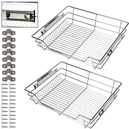 Eulenke 2X60CM Teleskopschublade Nachrüsten, Einbauschublade Teleskopschublade Küchenschublade, Korbauszug mit Schienensystem Einbauschublade Küchenschrank Küchenauszug