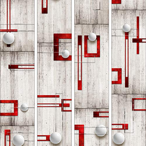 murando PREMIUM PURO Tapete Realistische Tapete ohne Rapport und Versatz 10m Vlies Tapetenrolle Wandtapete modern design Fototapete Beton Kugel rote Rahmen a-A-0214-j-a