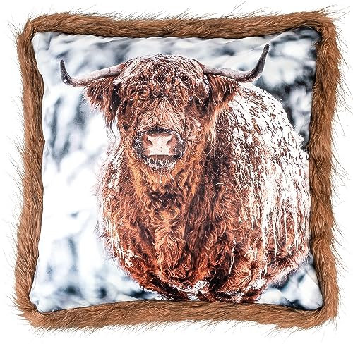 Moon - Kissenbezug Wildlife mit Kuschelfell - Kissenhülle ca. 45x45 cm - ca. 500g/m² Flanell - Galloway