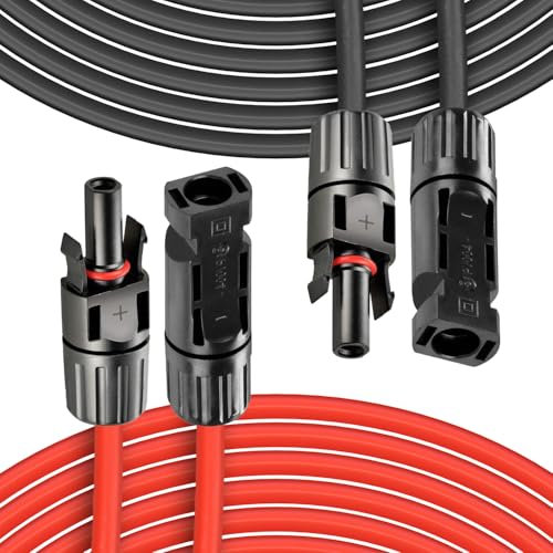 Prolunga Cavo Solare 2 x 20M 6mm² (10AWG) 1500V Cavo Fotovoltaico Pannello Con connettore Impermeabile IP68, per impianto solare Pannelli solari fotovoltaico Montaggio