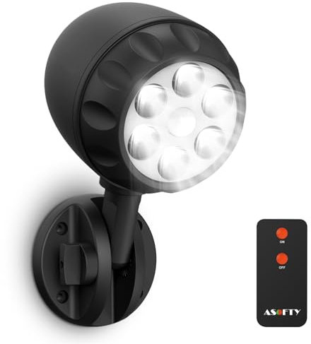 ASOFTY 6 LED avec détecteur de mouvement à piles 1000 lm sans fil avec télécommande RF IP65 étanche pour jardin, garage, intérieur et extérieur